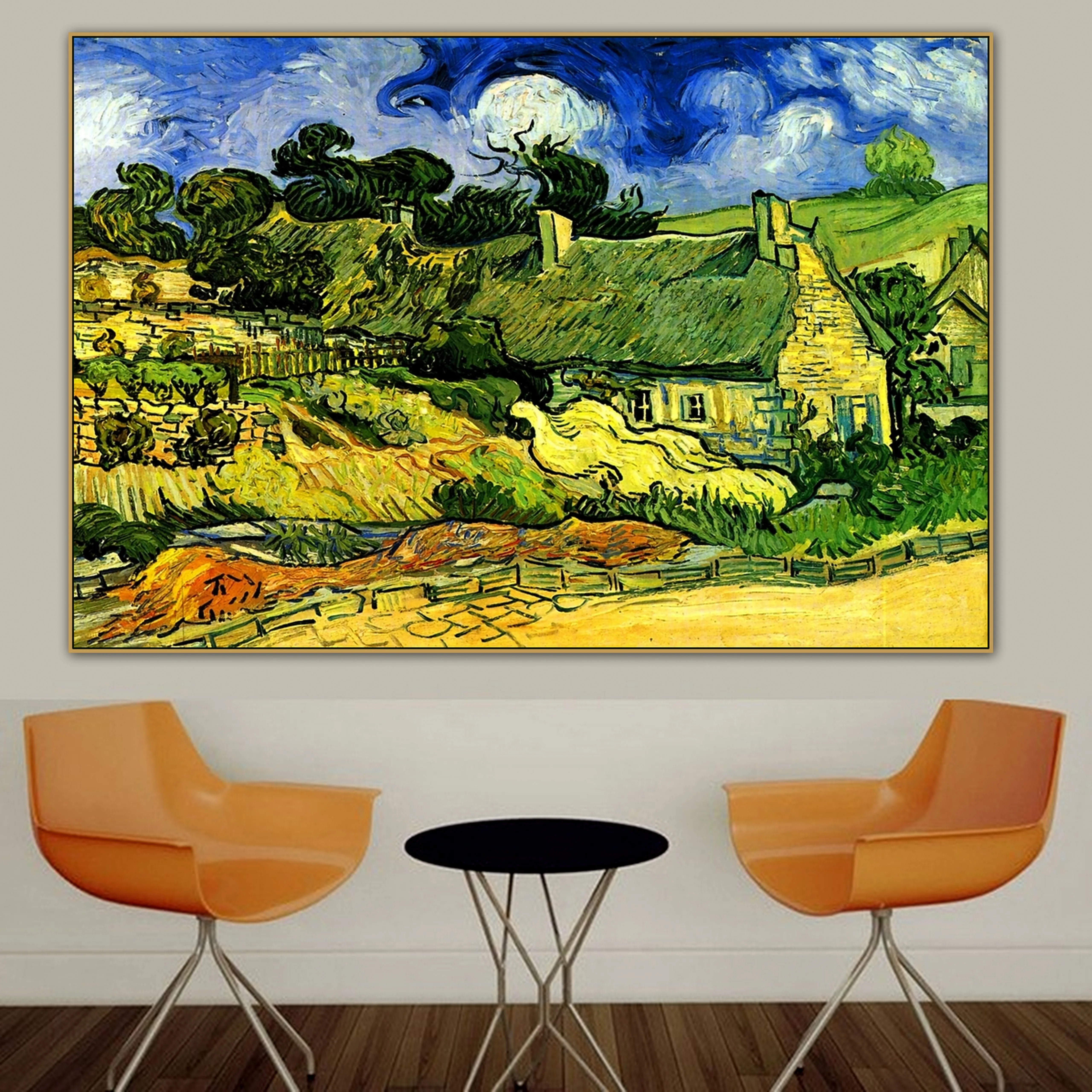 Старый известный мастер художник соломенные коттеджи в кордевиле холст