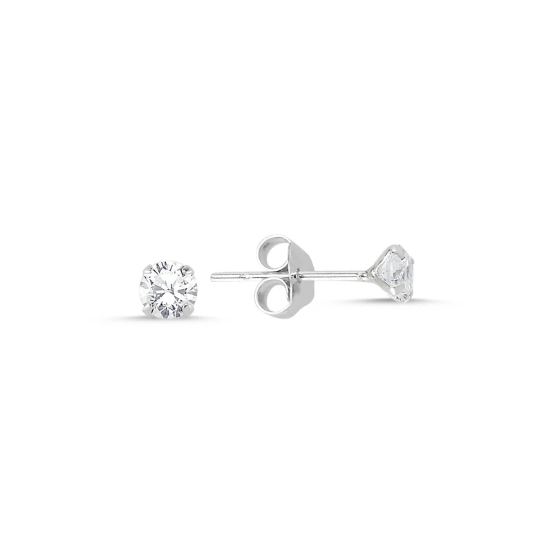 

Silver 925 Sterling 4mm Round Zircon Engagement Earrings