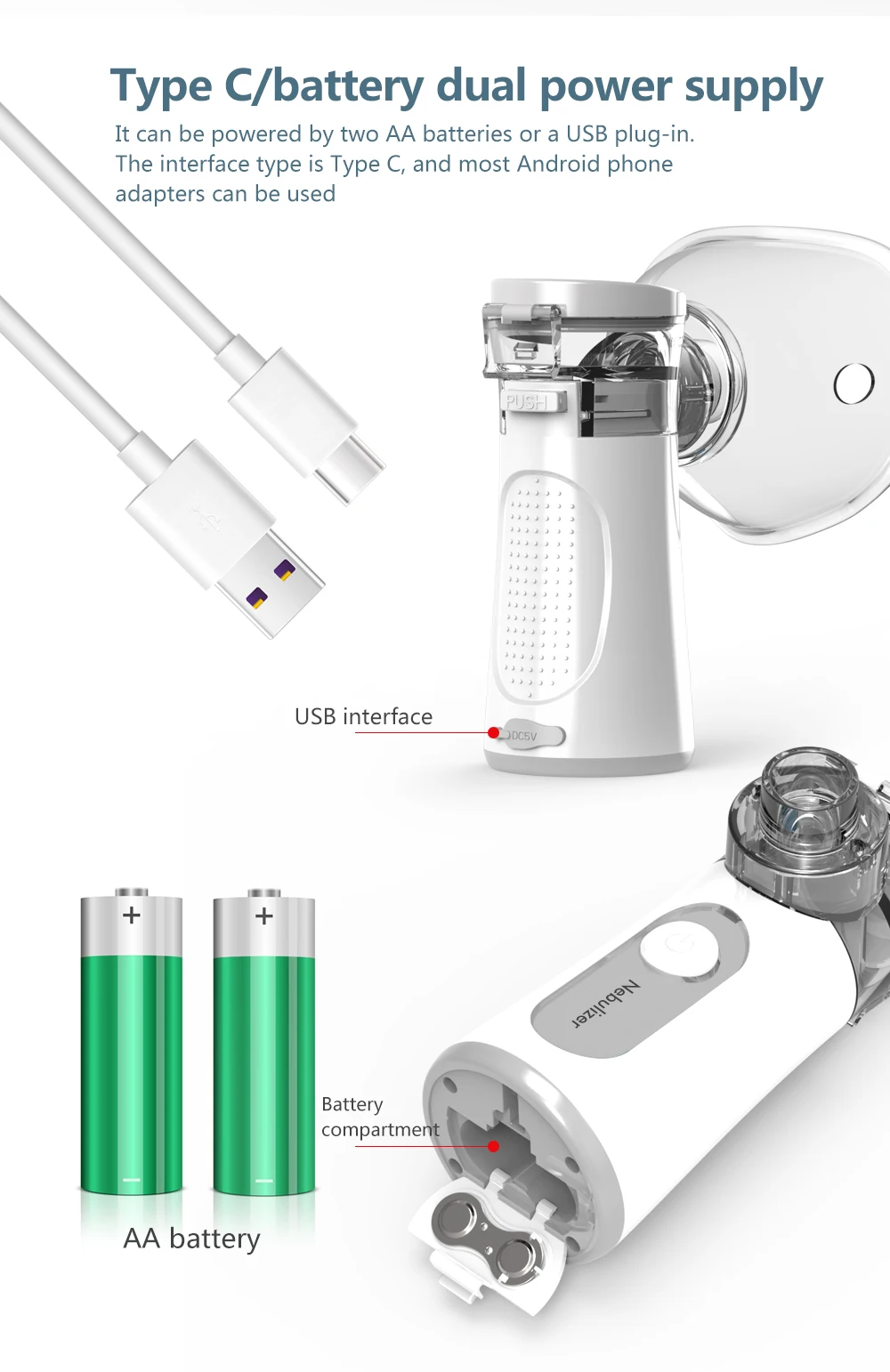 

Health Care Handheld Portable Nebulizer Medical Humidifier Inhaler Silent Atomization Fine Particles Asthma nebulizador