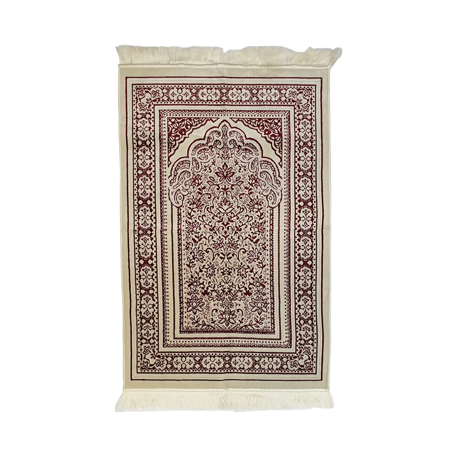 GREAT GIFT MAROON COLOR Mihrab Velvet Prayer Rug   MUSLIM PASY TO USE EASY TO USE FREE SHİPPİNG
