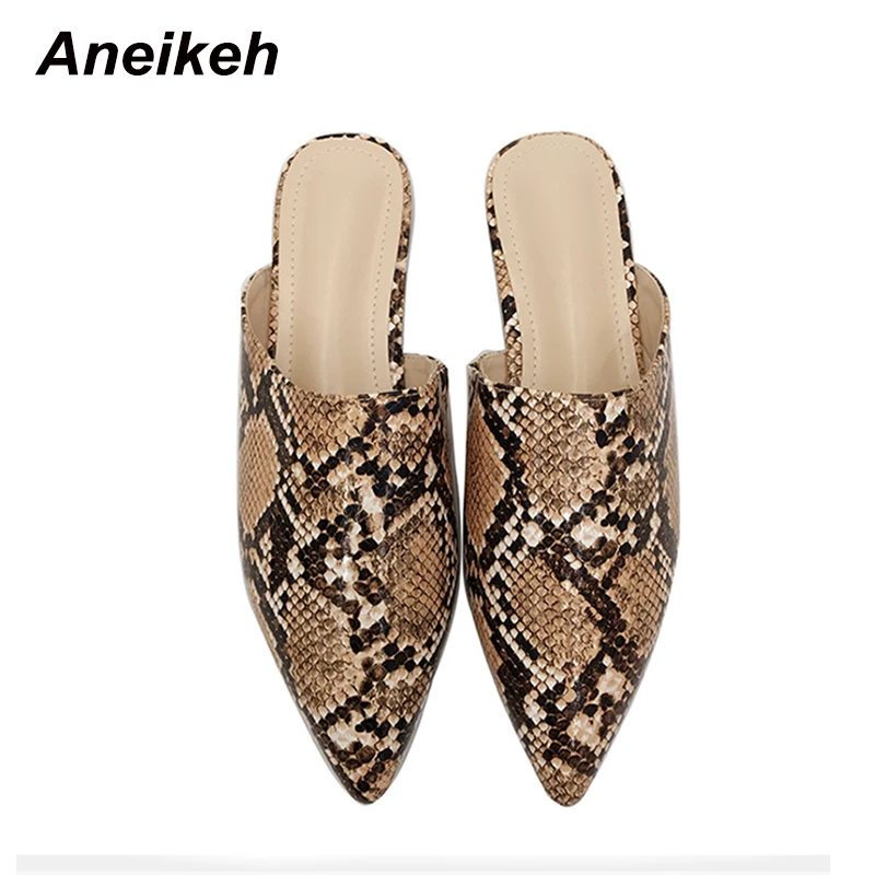 brown Aneikeh/летние туфли без каблуков; женские босоножки; шлепанцы с леопардовым принтом; слипоны с острым носком; женские сабо; женские сланцы для улицы - Цвет: brown