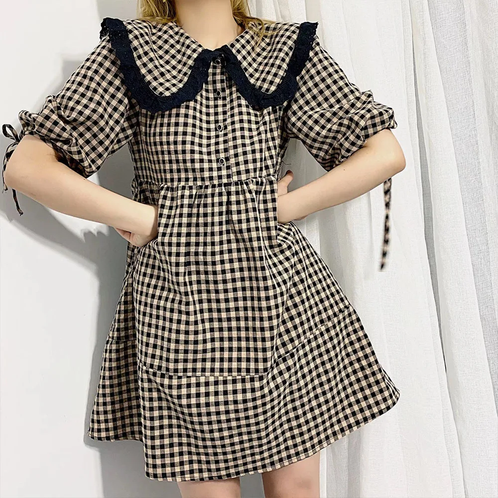 

Braided grandmother plaid vest skirt female American blogger contrast color stitching knitted suspender dress