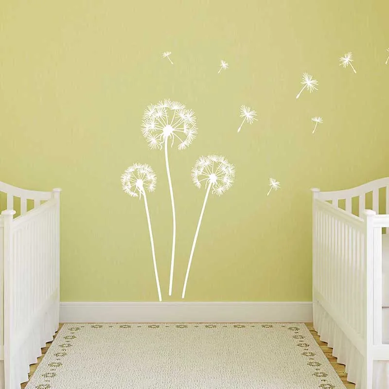 Наклейка на стену с одуванчиками Set семена одуванчика выдувание ветре настенное