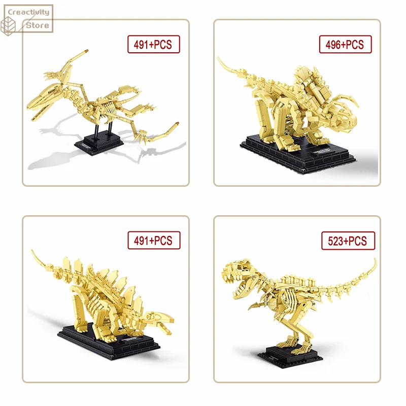 

Simulation DIY 3D Dinosaurs Fossils Skeleton Model Building Blocks Museum For Children Gifts Biology Educational Toys