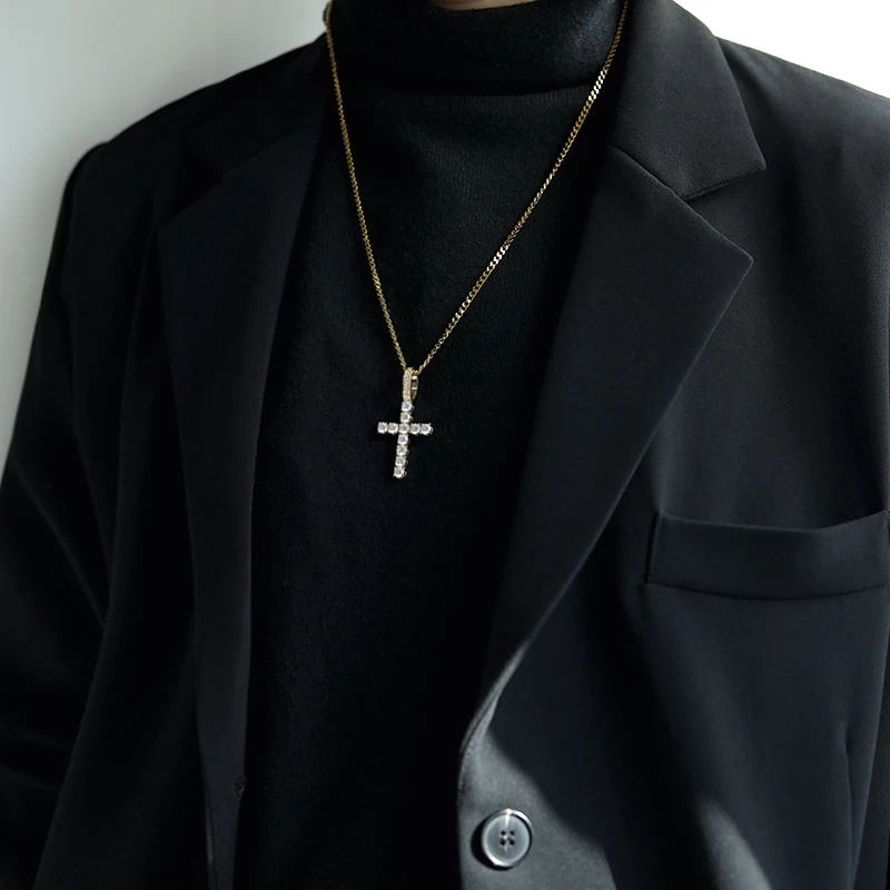 Ледяной крест ожерелье для женщин в стиле панк хип-хоп из нержавеющей стали