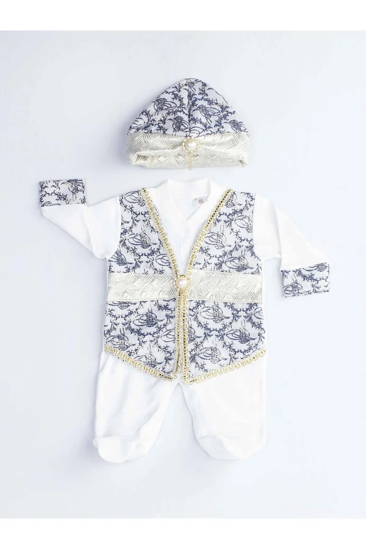 Baby Boy Rompers Navy Blue Mevlüt Prince Old Nostalgia Vintage Ottoman Special Occasions Stylish Babies Fashion Clothing |