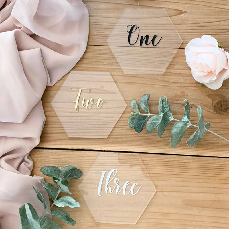 Шестигранный Настольный номер Свадебный акриловый табличный знак