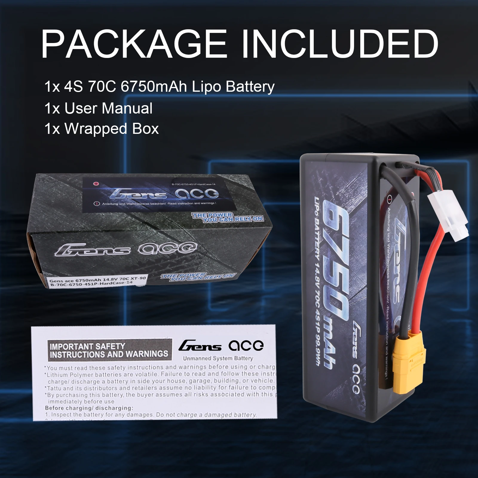 Аккумулятор Gens ace 4S 6750 мАч Lipo 14 8 в 70C XT90 штепсельная Вилка для автомобиля Traxxas X-maxx 1/8