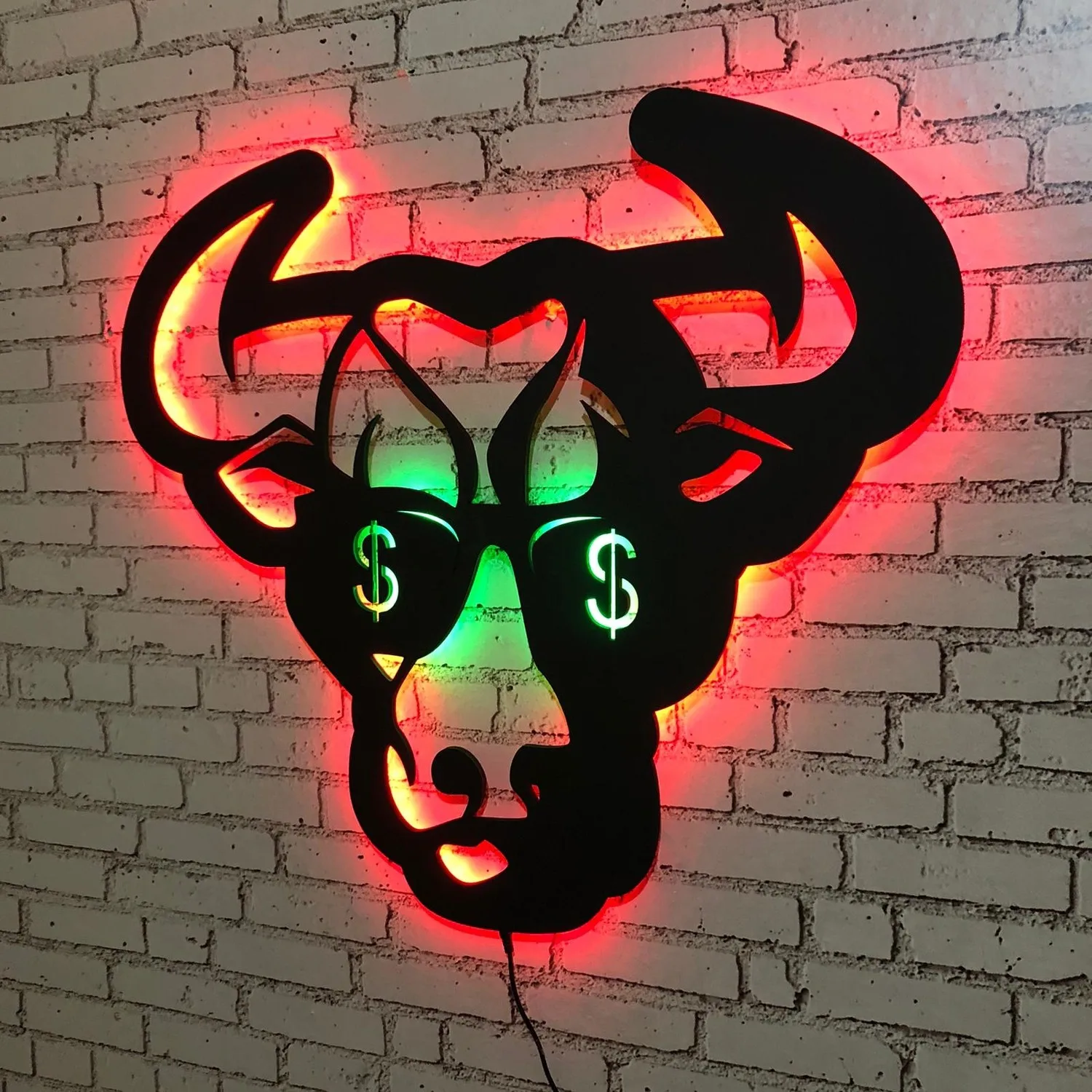 Gift Bull Pattern Illuminated Wooden Table/Wall Decor Rgb Led Illuminated Wooden Mdf Decorative Table 50X50cm Fast Shipping From