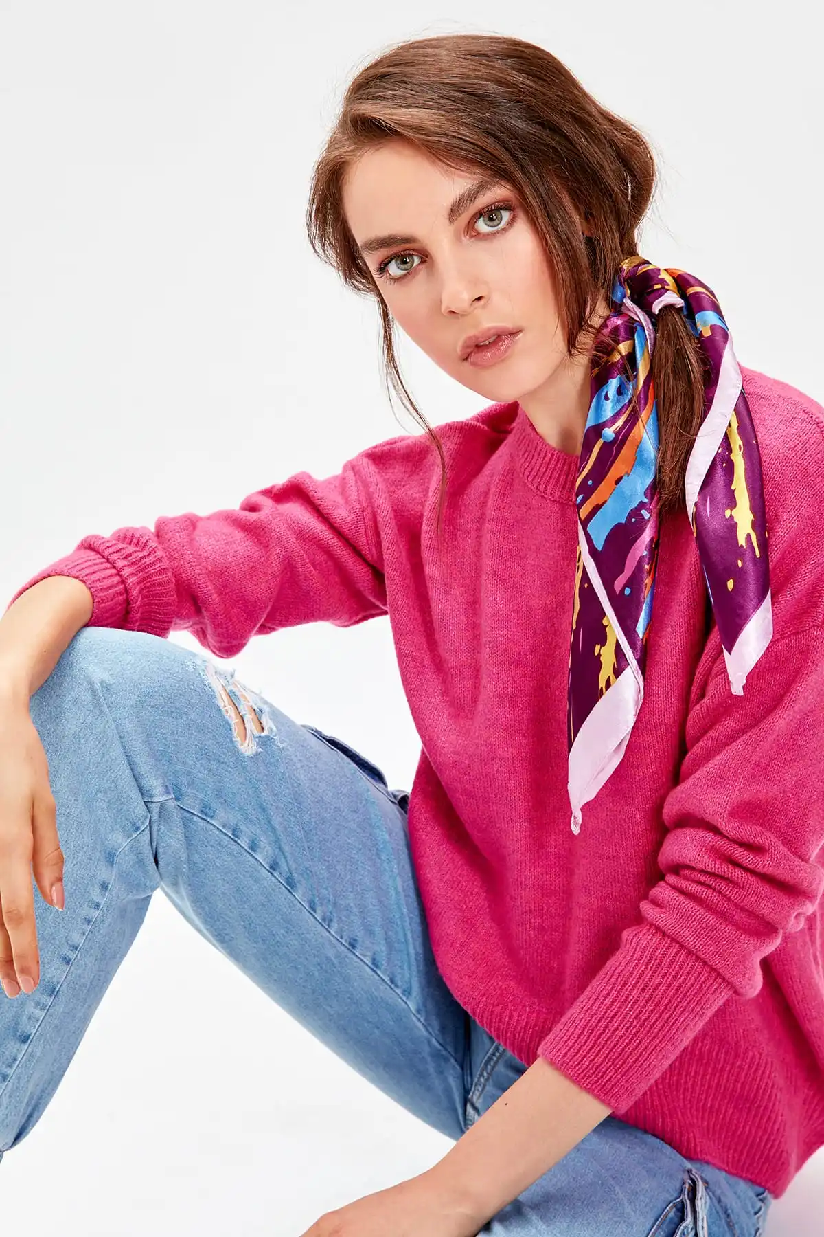 Trendyol фуксия велосипед воротник свитер TWOAW20FV0140| |