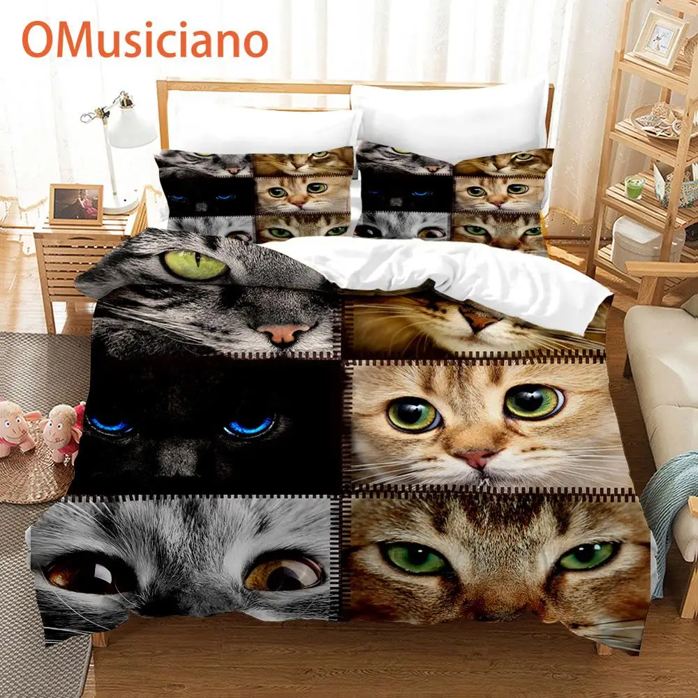 cute kitten kitty cat 3D digital print custom bedding set, comforter / duvet cover set full queen king, bedclothes 3pcs