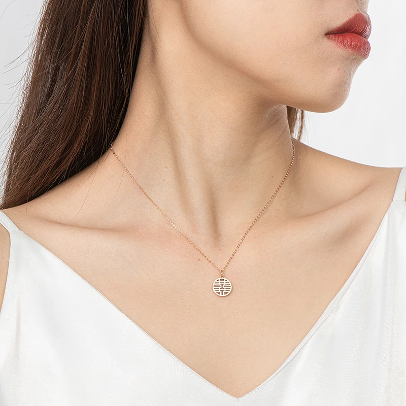 

AINUOSHI 18K Rose Gold 0.008ct Real Diamond 1.24ct Red Agate Chinese Palace Style Pendant Necklace For Women Fine Jewelry 18''