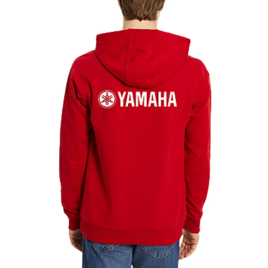 

New Fashion Spring Season Men's Hooded Sweatshirt with Yamaha Printed Hoodie Thick Hooded Sweatshirt Cotton Red