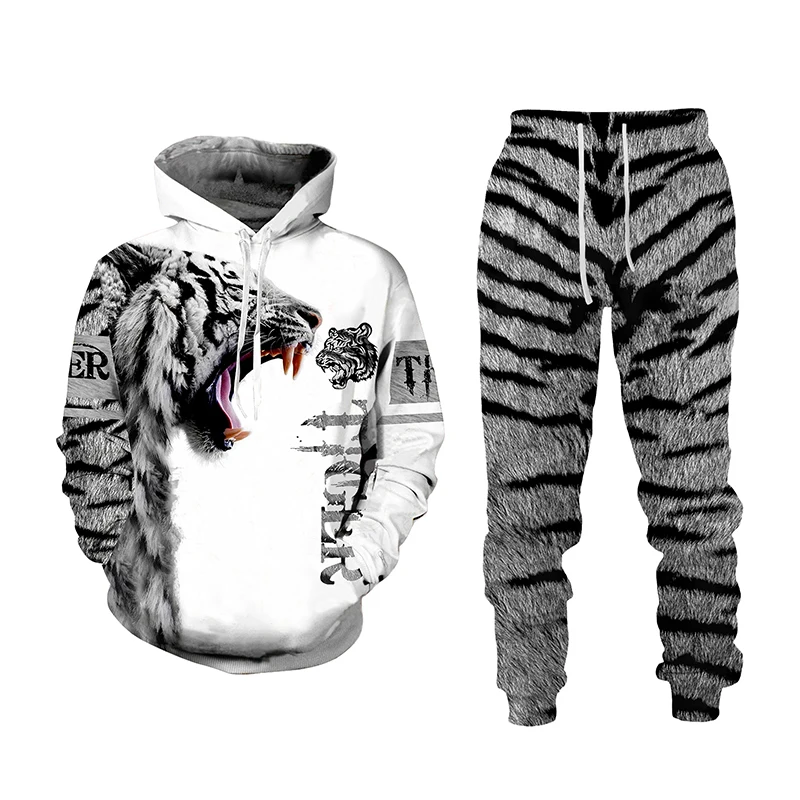 

Casual Men's Tracksuit 3d Animal Printed Hoodies and Pants 2pc Sets Antumn Cool Sweatshirts Women Men's Clothing Sportswear Suit