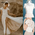 Сексуальные свадебные платья цвета шампанского, 2022, свадебные платья из двух частей, кружевная и юбка с разрезом, свадебные платья Lakshmigown