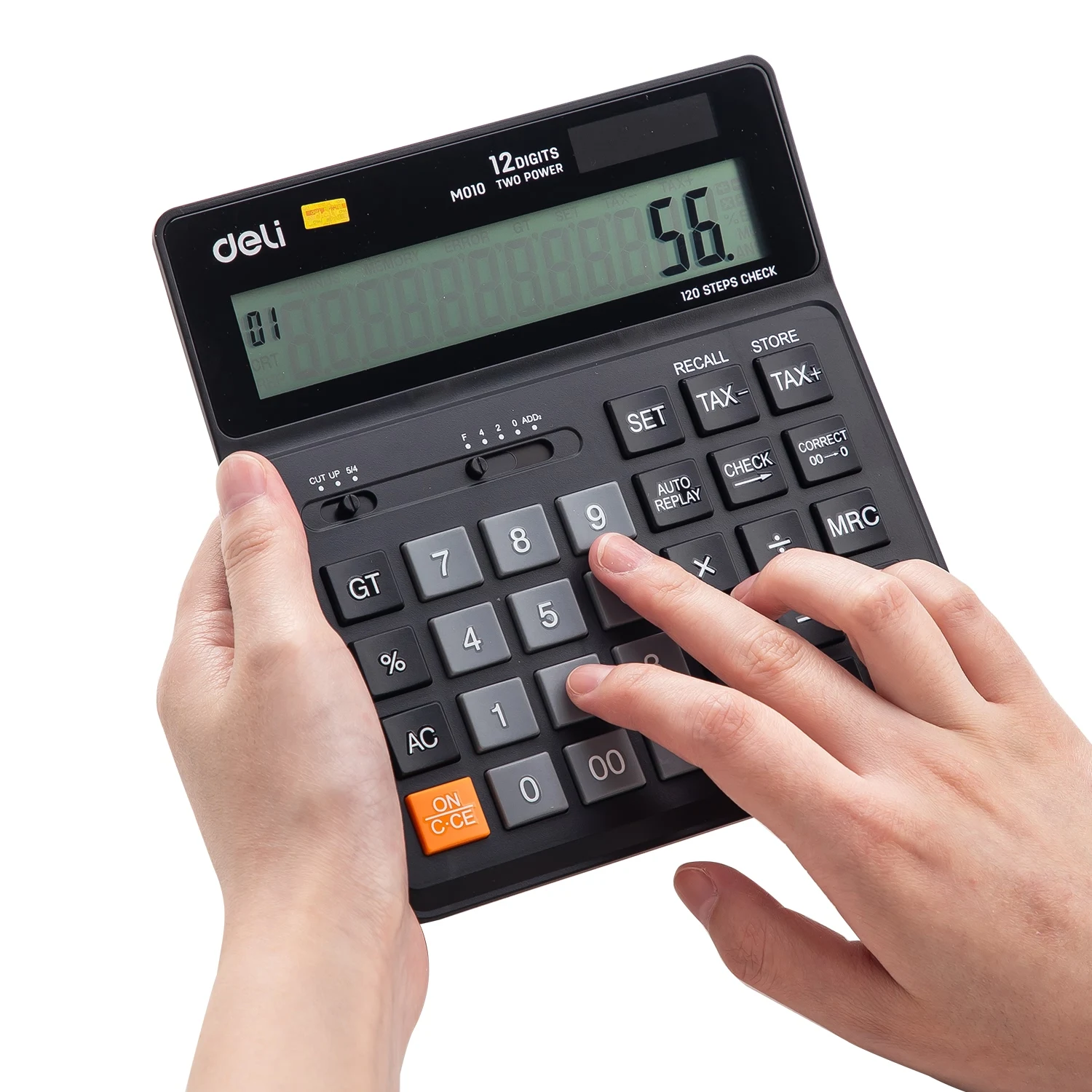 Калькулятор Deli Tax 120 шагов EM010 черный/белый 12 цифр | Компьютеры и офис