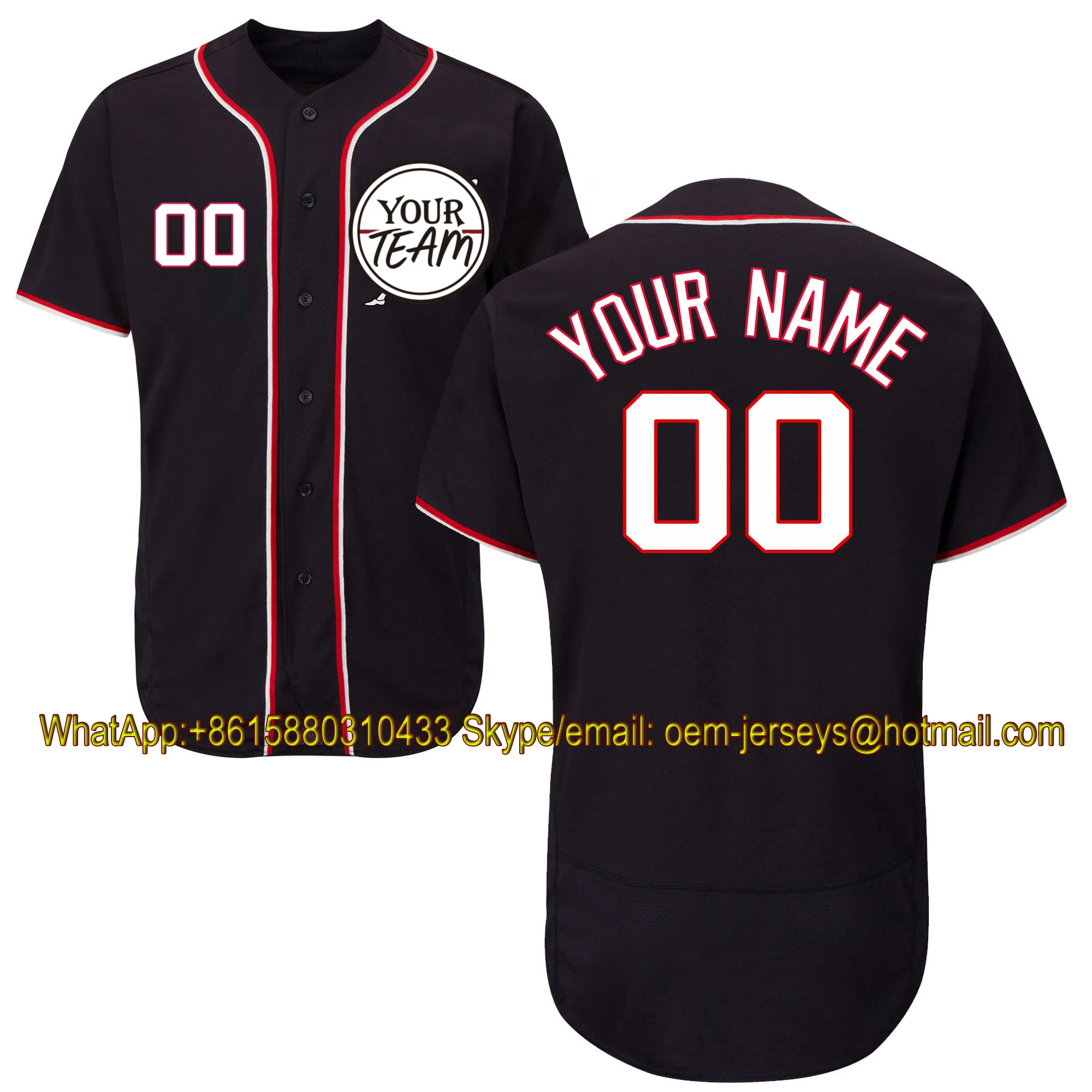 Черная бейсбольная футболка с вышитым логотипом вашей команды любой стиль