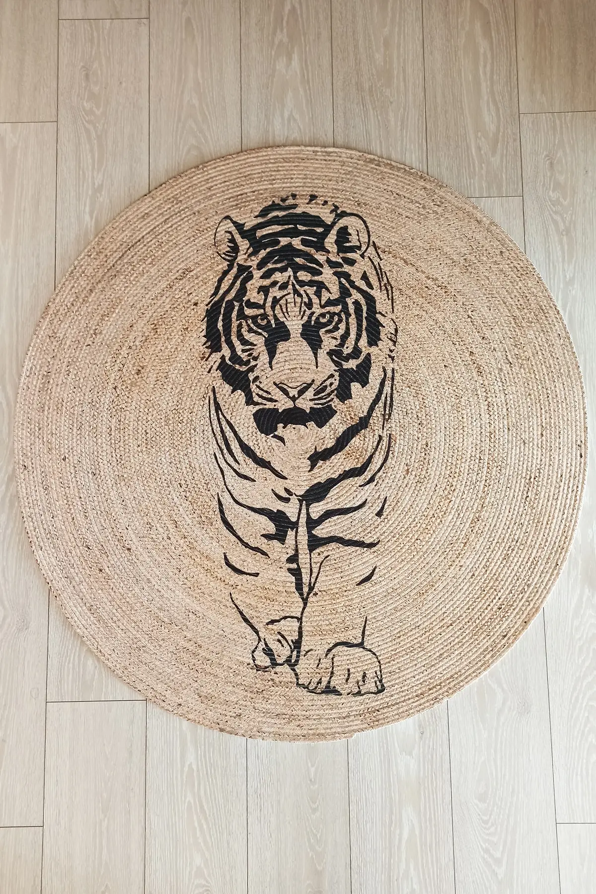 

Вязаный джутовый ковер karnavy HOME Boho 02 с принтом тигра