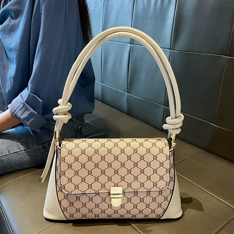 

Retro niche baggage bag stitching underarm bag small square bag 2021 new seasons printing single shoulder handbag