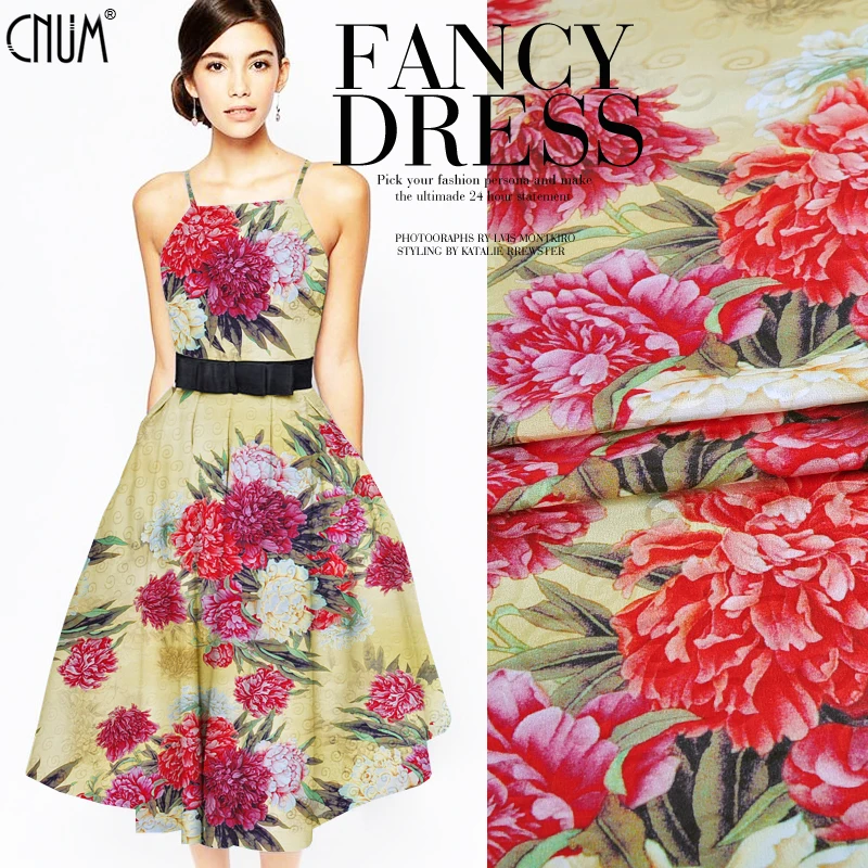 CNUM SCC004 100% натуральный шелк креп/процветающие Пионы/шелковая ткань