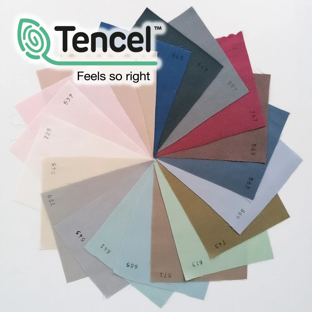 Образцы ткани Тенсель однотонный для пошива одежды постельного белья платьев