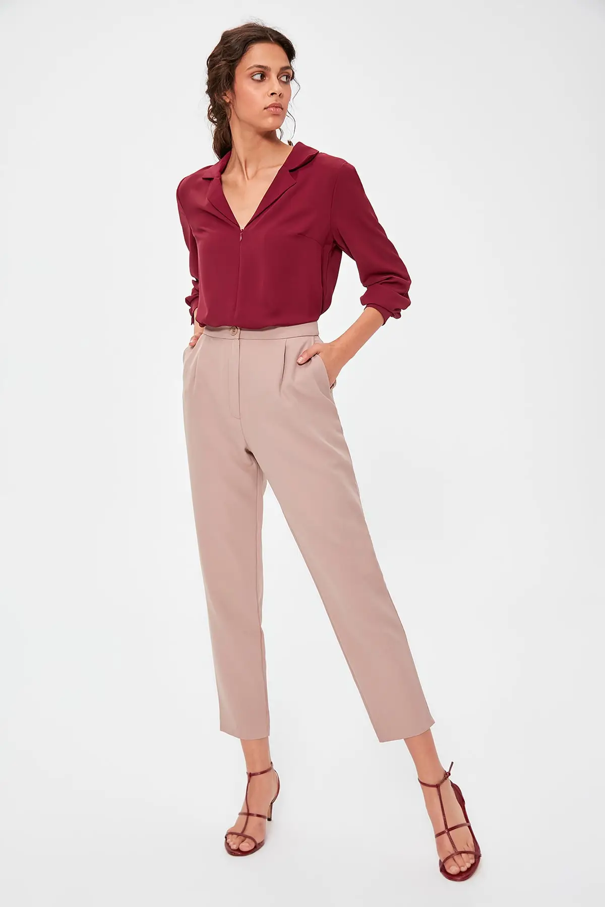Брюки Trendyol Stone High Bel TWOAW20PL0172|Брюки| |