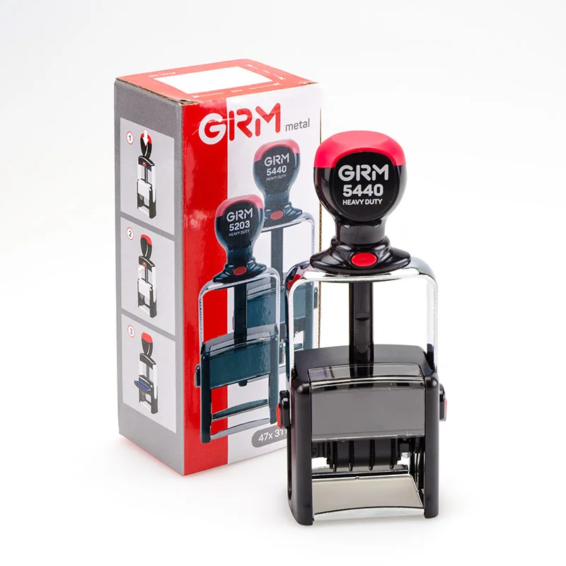 GRM 5440 Heavy Duty - металлический датер с полем для текста 47х31 мм рус. | Канцтовары офиса