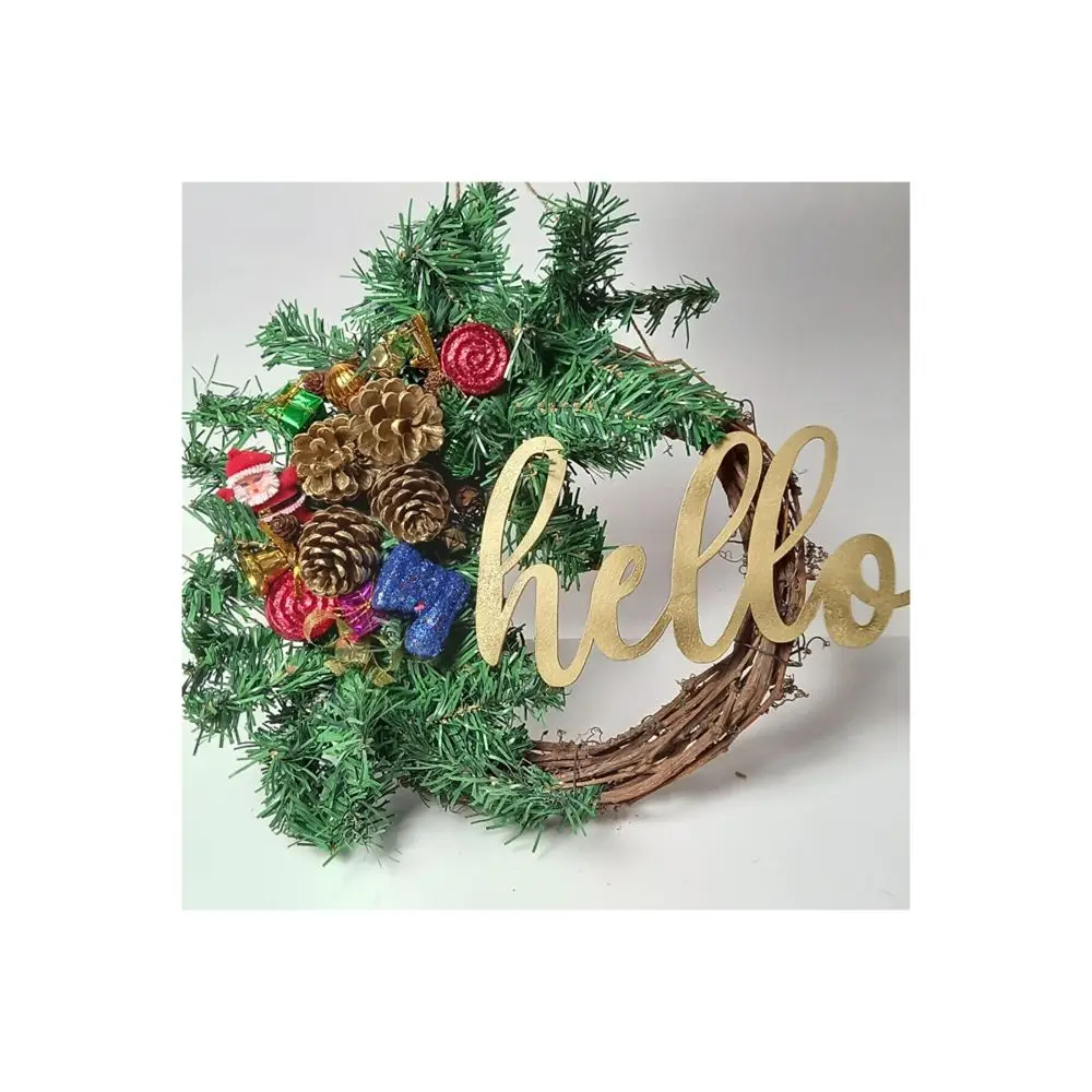 Christmas Outdoor Ring 40 Cm Door Ornament Garland and Candle Set 2 Pieces Merry Christmas Decor