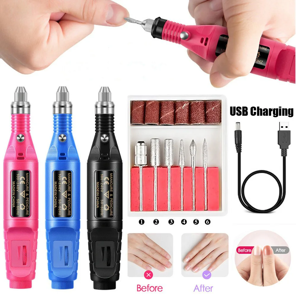 Электрическая дрель для ногтей 20000 RMP USB набор маникюра мощная пилка педикюра