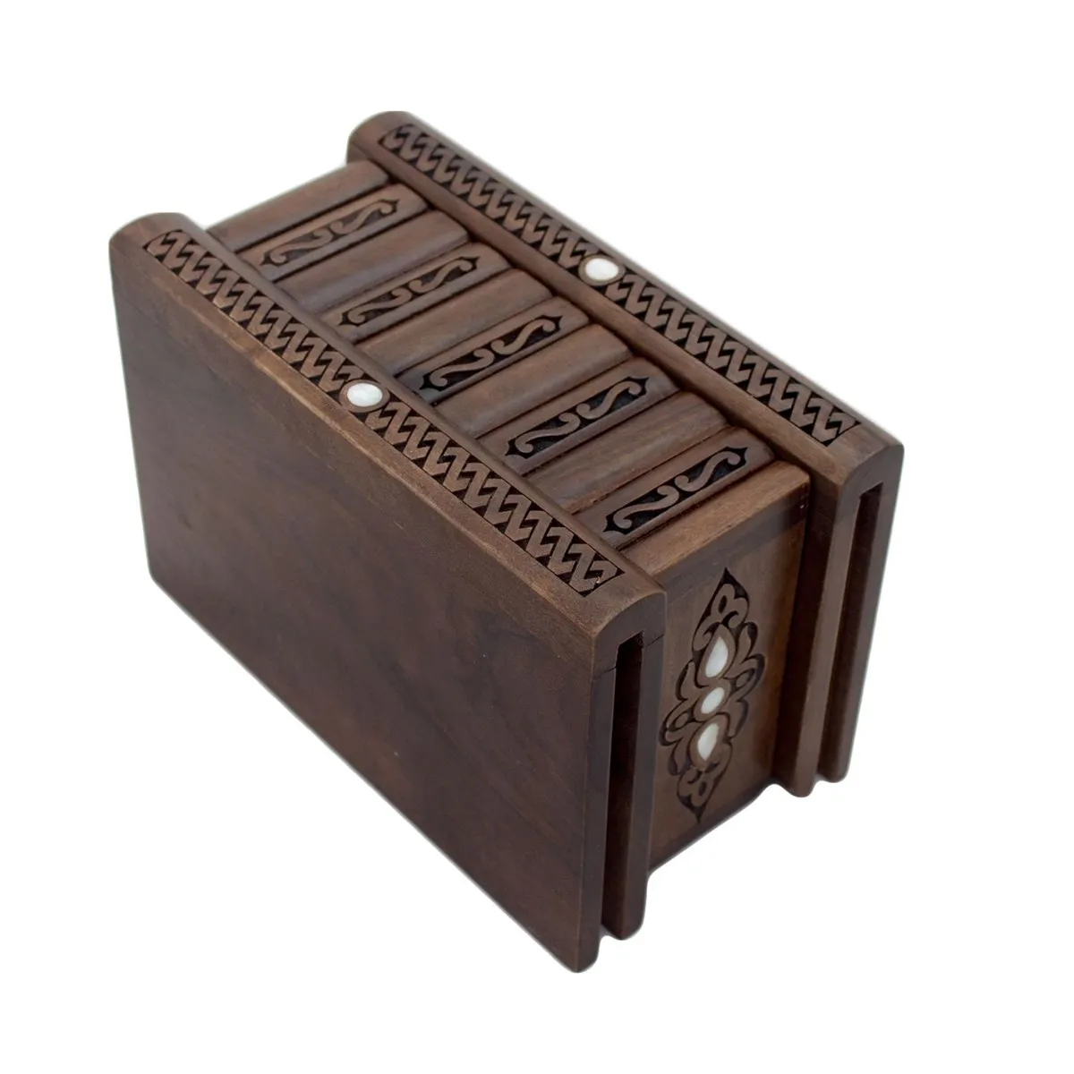 

Handmade Wooden Box with Mother-of-pearl Embroidered Nostalgic Decorated Box Lockable Velvet Inside Gold and Jewelry Storage Box