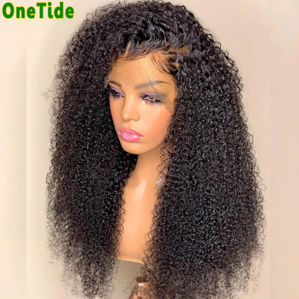 Afro Kinky Curly Human Hair Wig 250 Density Curly 13x4 Lace Frontal Closure Wig Brazilian 30 Inch Lace Front Wigs For Women