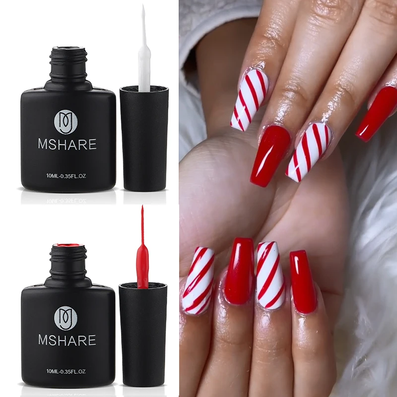 MSHARE абстрактные ногти розовый белый линия Лайнер гель для ногтей 10 мл | Красота и