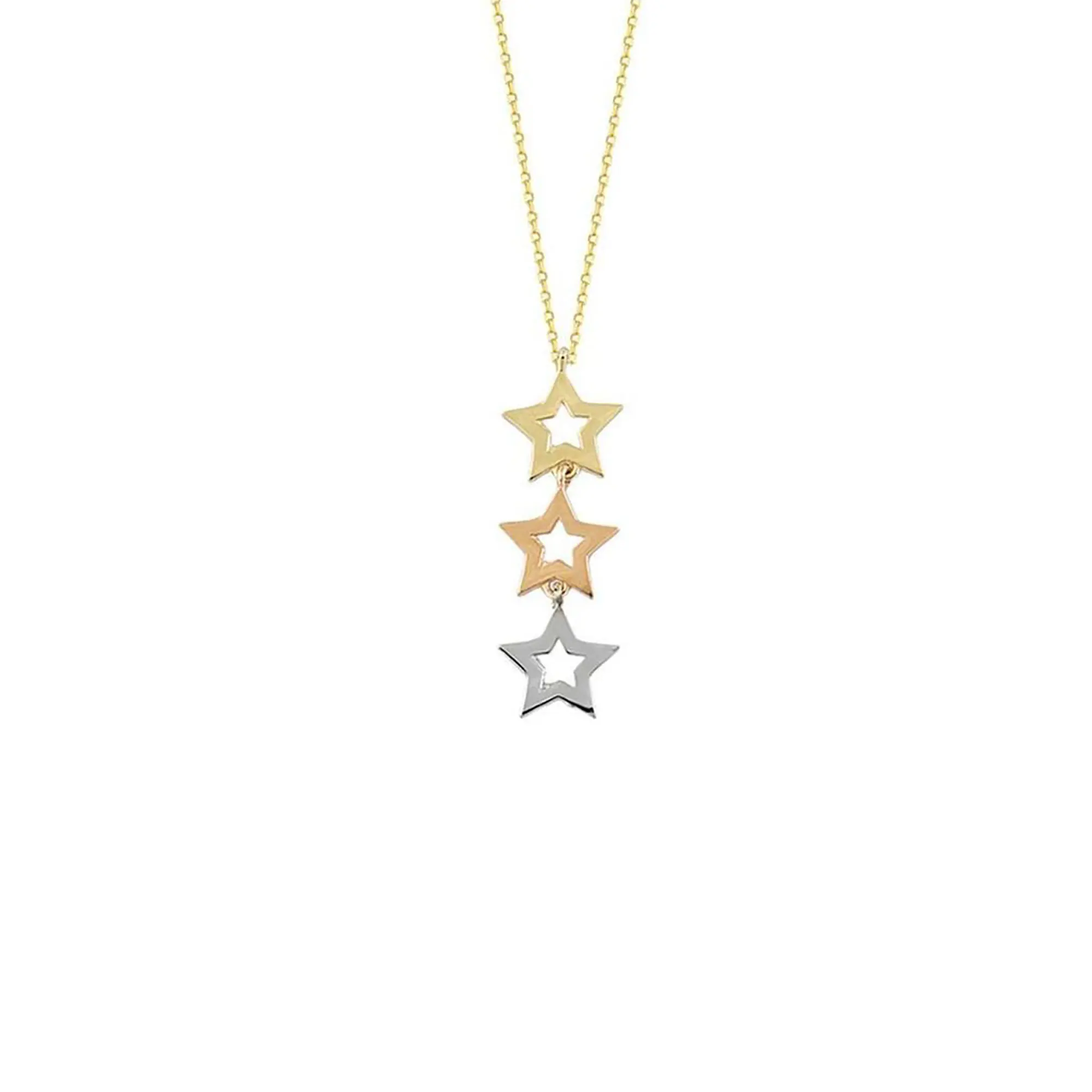 

Three Star Pendant Necklace 14k Gold - Mother's Day Gift - Womens Gift - Gift for Her