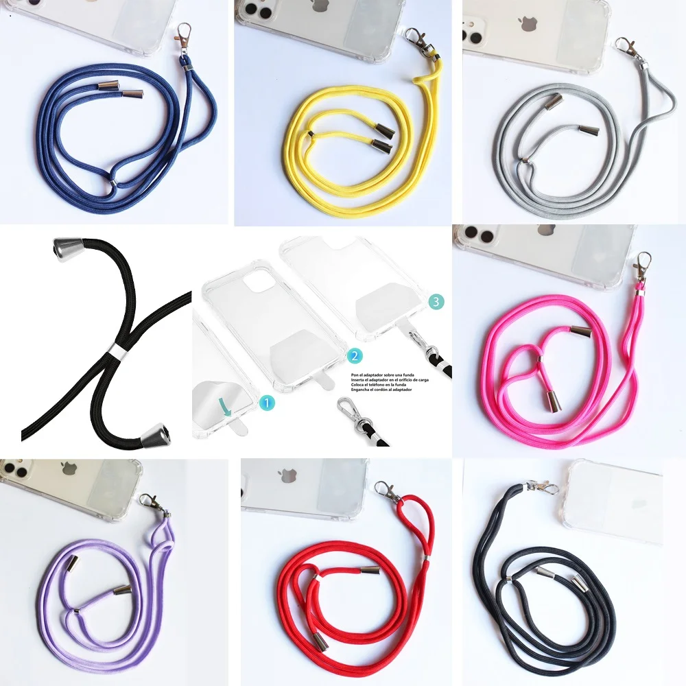 Cell phone case cord + Universal adapter cord hanging ribbon for hanging yellow red black Gray lilac blue