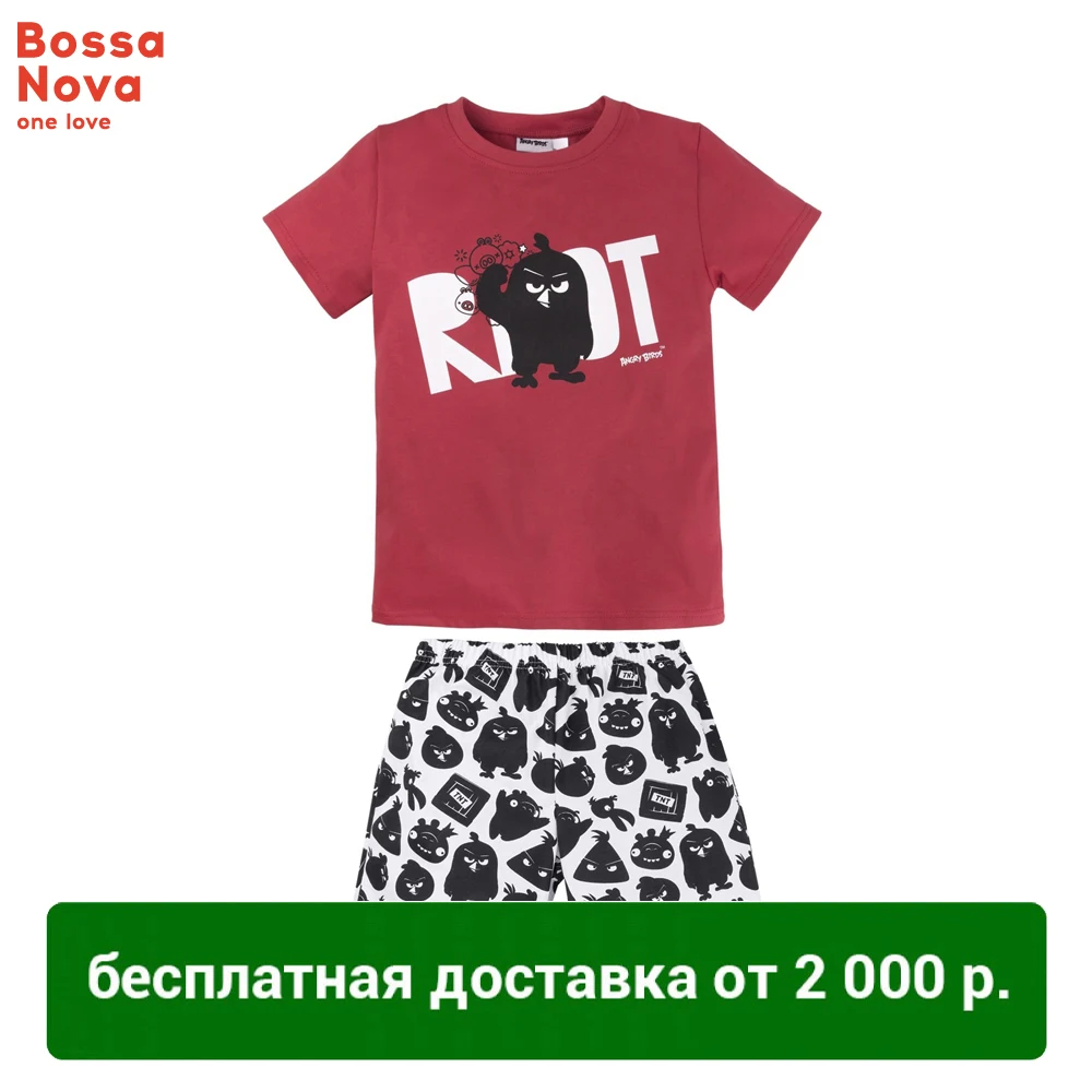 Пижама футболка и шорты для мальчиков 'Angry Birds' BOSSA NOVA 384АБ 161|Комплекты пижам| |