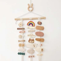 new nordic wood hair clips holder baby girls hairpin headbands storage belt pendant jewelry hanging organizer wall ornaments