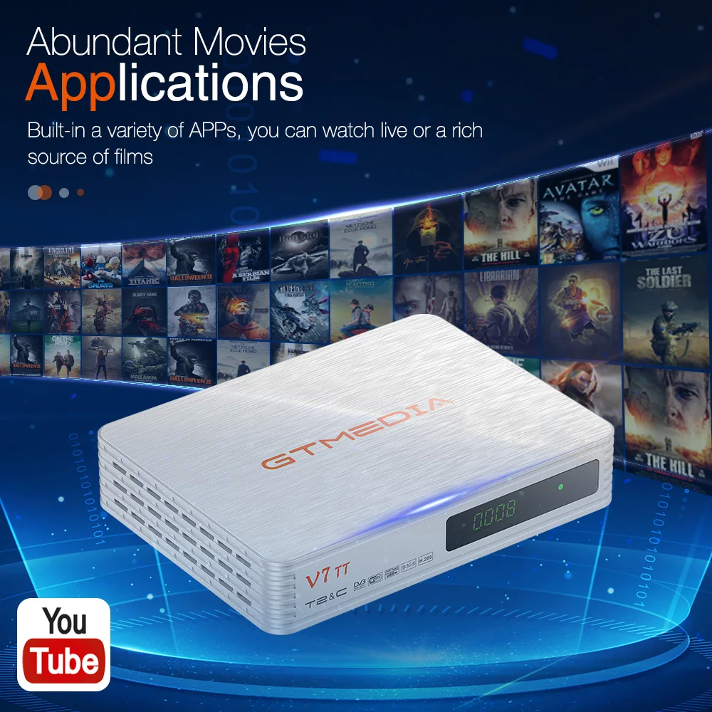 GTMEDIA V7 TT DVB-T2/T DVB-C Terrestrial TV Receiver HD Digital Tuner Receptor H.265 With USB WiFi Antenna Satellite Decoder | Электроника