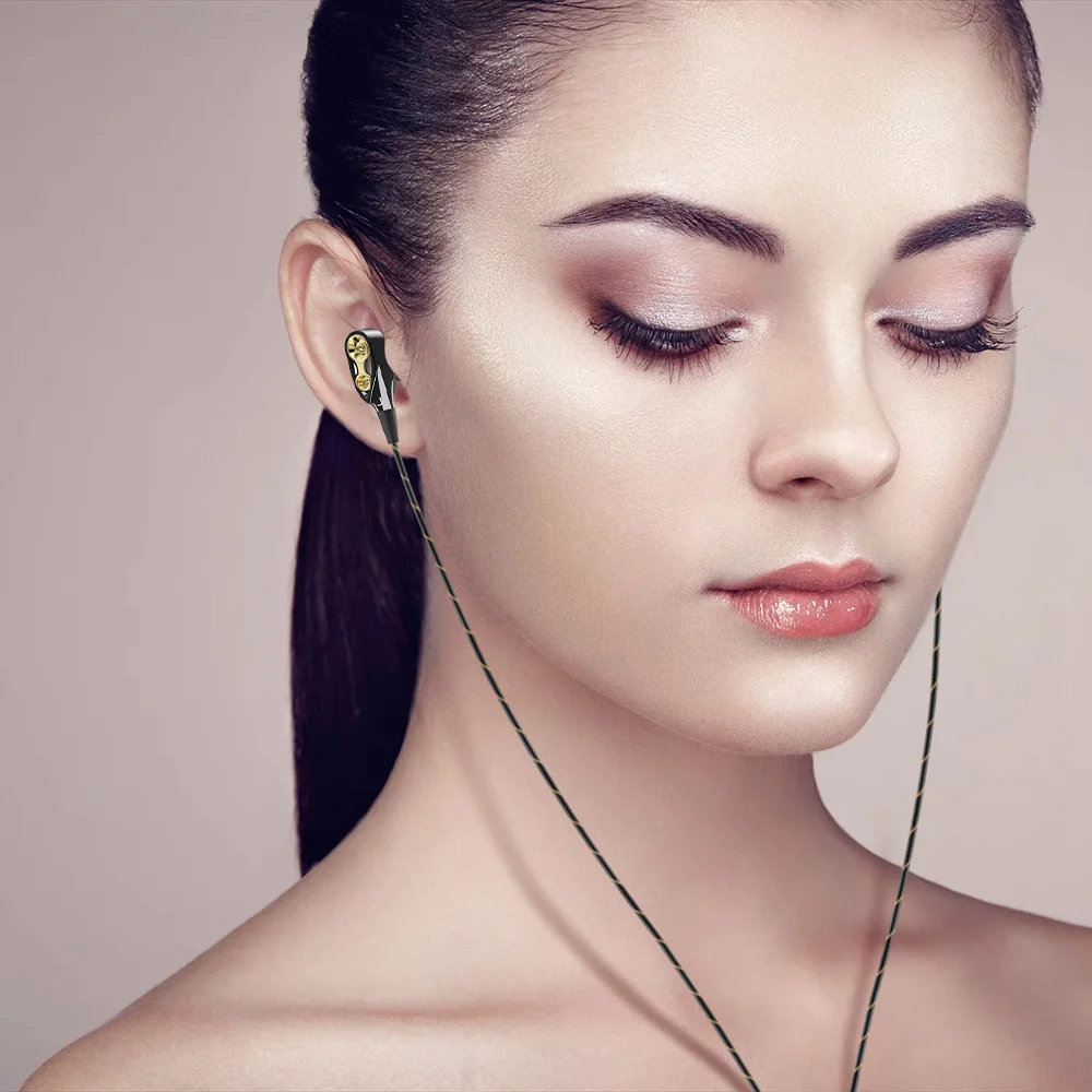 Двойной привод стерео проводные наушники в ухо Спортивная гарнитура с