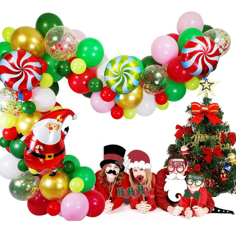 

98Pcs/set Christmas Balloon Arch Kit Garland Santa Claus Party Candy Balloon Arch Christmas Decorations 2021 New Year Supplies