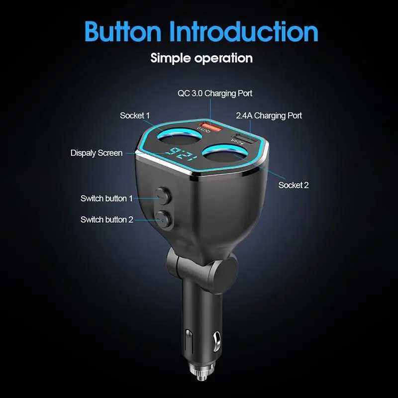 QC 3 0 розетка для автомобильного прикуривателя адаптер питания с двумя USB портами