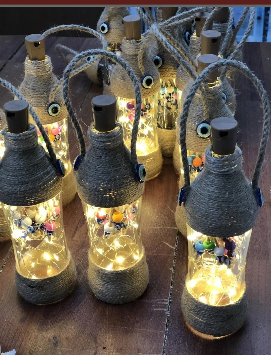 

Evil Eyes Stuffed Glass Bottle With Led Lamb