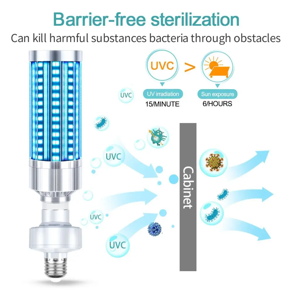 UVC 60W UV Germicidal Disinfection Light Bulb Led Corn 254nm Wave Ultraviolet Lamps 110V 220V E26 E27 | Лампы и освещение
