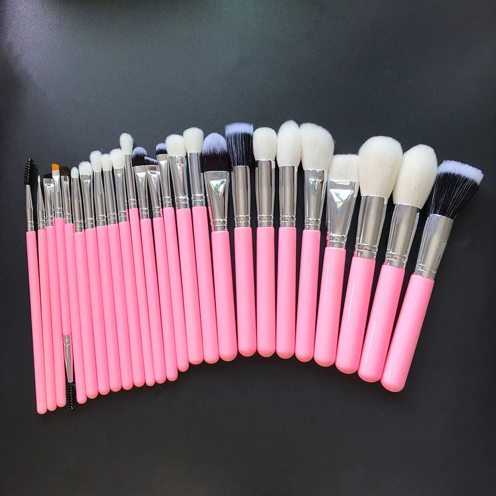 

Pink natural hair makeup brush set high quality limited professional makeup artist brushes set