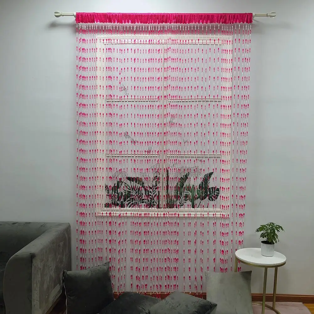 zidetang 100 acrylic bright button beaded fringe home decor door curtain tassel room divider curtain panel window fly screen free global shipping