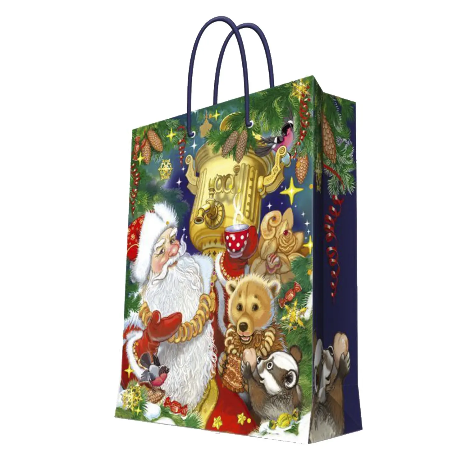 Бумажный пакет Magic Time ДЕД МОРОЗ С САМОВАРОМ | Дом и сад