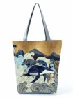 Tengyun с рисунком Кита сумки через плечо, пейзажи, подходящая ко всему женская сумка, японские дизайнерские сумки Ukiyoe, вместительная сумка для покупок