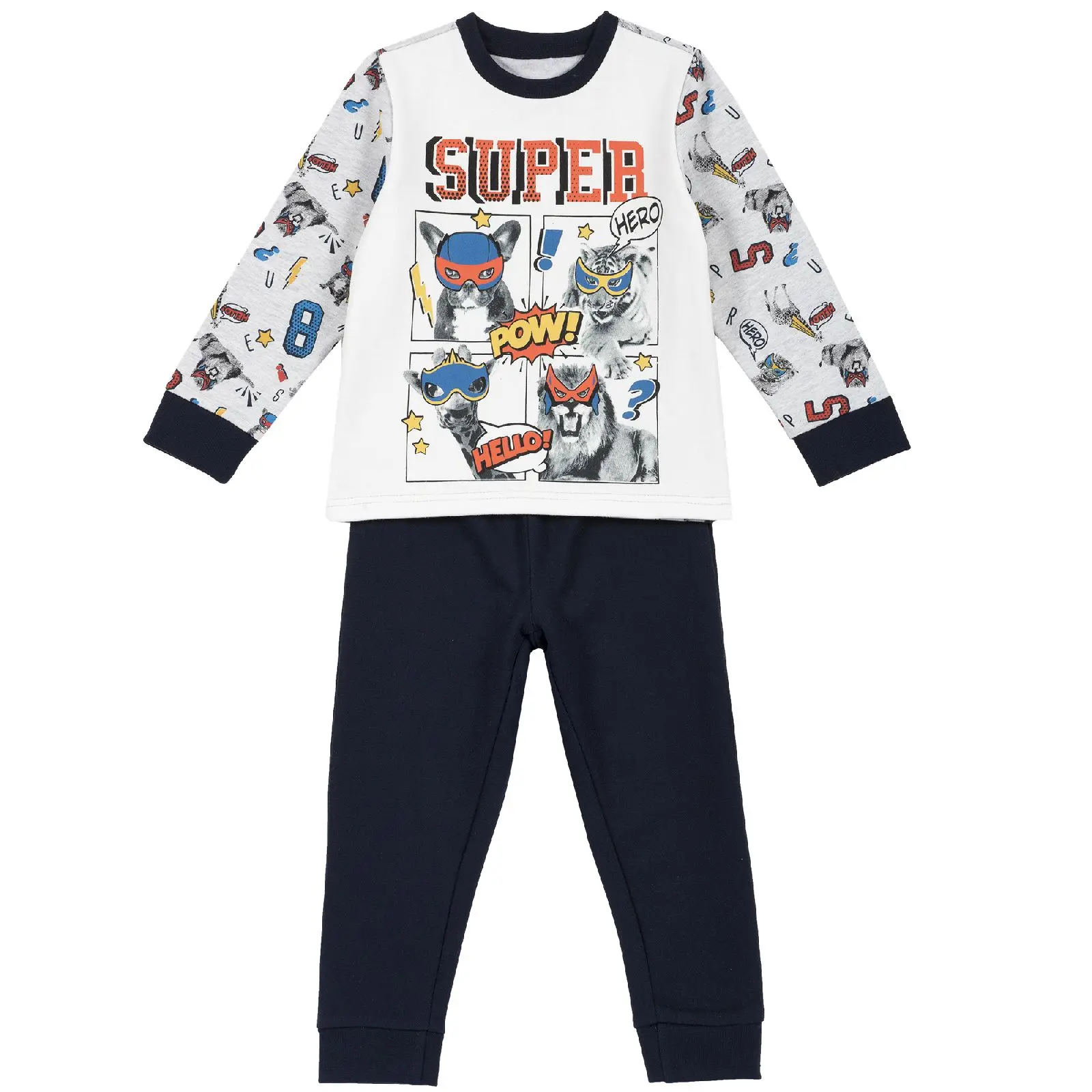 Пижама Chicco принт Super длинный рукав для мальчиков цвет тёмно-синий | Мать и ребенок