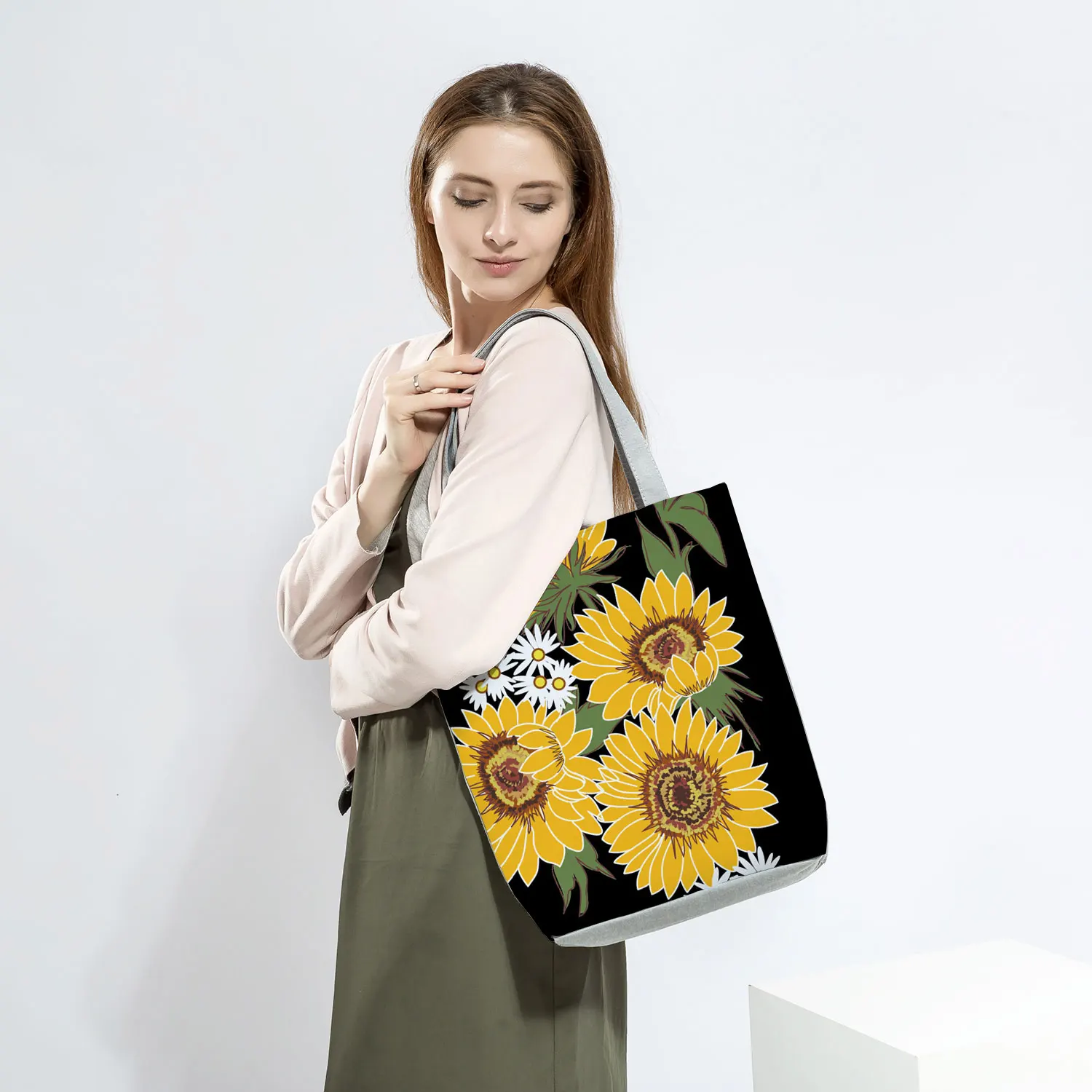 Многоразовые сумки-тоуты с принтом птиц и цветов продуктовая сумка на плечо