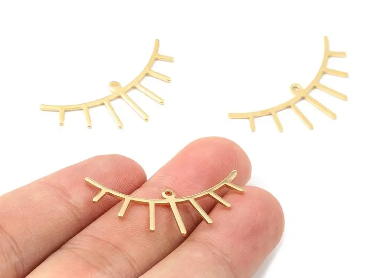

Brass Eyelash Charms - Raw Brass Eyelash Earrings and Pendant - Brass Sun Necklace - 2Pcs/Lot - 34.82x14.41x1.17mm - PP2676