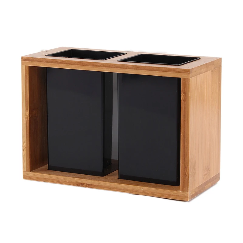 

Modern Style Kitchenware Storage Box Bamboo Knife Fork Spoons Chopsticks Double Grids Kitchen Tableware Storage Box
